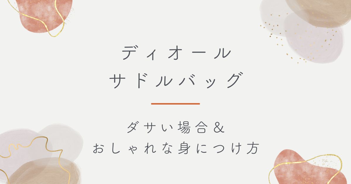 ディオールのサドルバッグはダサいし使いにくい？